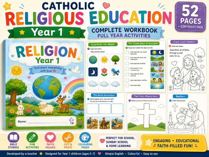 Catholic Religious Education – Year 1 Complete Workbook  Full Year Activities