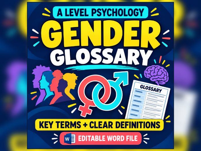 AQA A-Level Psychology Gender Glossary | Key Terms & Definitions | Editable Revision Resource