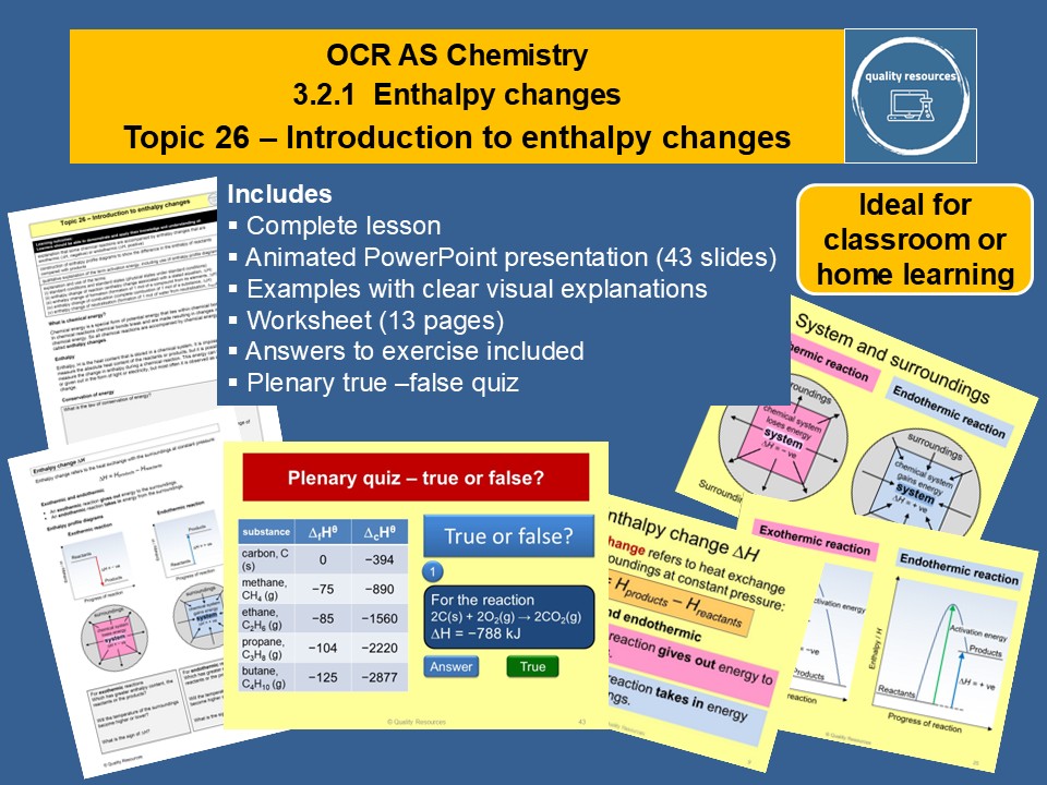 Introduction to enthalpy changes OCR AS Chemistry