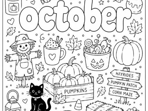 October Doodle Colouring Sheet