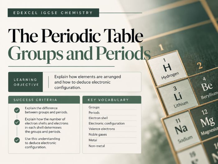 Pearson Edexcel iGCSE Chemistry 4XCH1 | Periodic Table: Groups & Periods | Complete Lesson