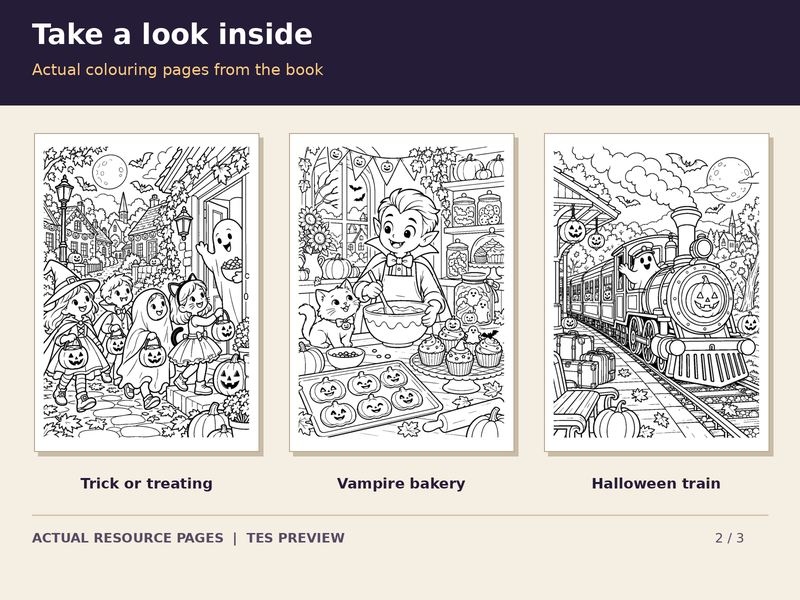 Halloween Colouring Book | 20 Full Page Scenes | KS1 KS2 Primary