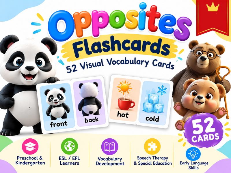 Opposites Flashcards |Visual Vocabulary Cards