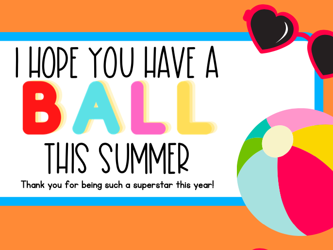 Have A Ball This Summer Gift Tag Teaching Resources