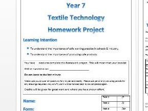 textiles health safety homework booklet teaching resources