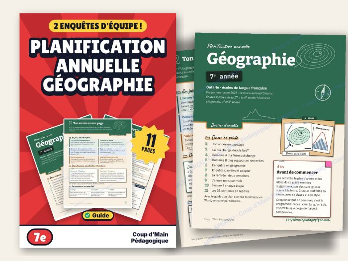 French Year Long Plan Grade 7 Ontario Geography | Planif Géographie 7e