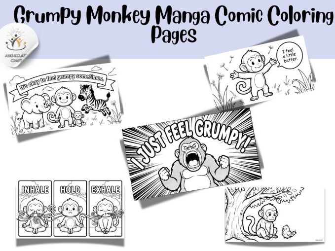 The Grumpy Little Monkey: A Social Emotional Learning Coloring Book Comic