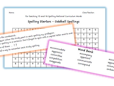 Spelling Starters Y5&Y6 NC Wordsearch Pack