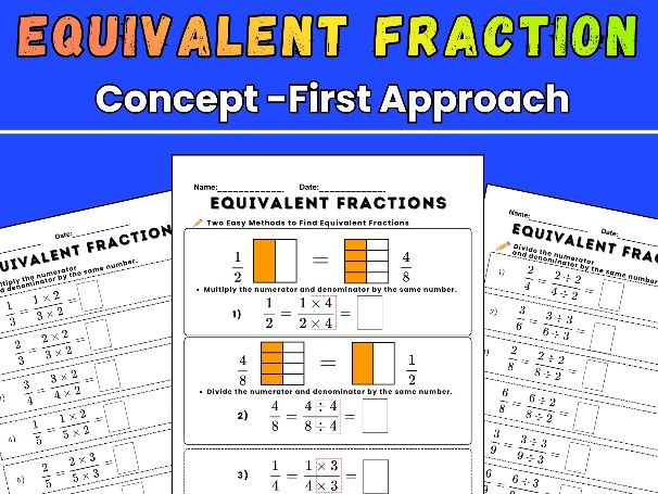 Equivalent Fractions | Multiply & Divide Methods | Year 4-5 Math Worksheet