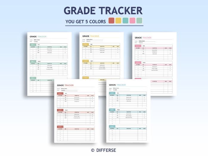 Homeschool Grade Tracker | Homework Assignment Tracker | Grade Book | Grade List
