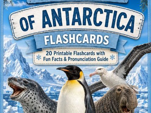Wild Animals Flashcards 20 Antarctica Printable Animal Cards with Pronunciation