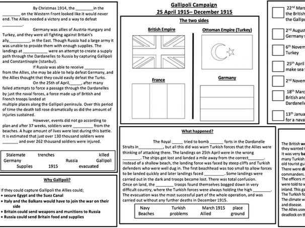 Gallipoli worksheet