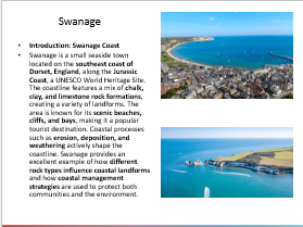 AQA GCSE Geography Swanage and coastal hard and soft engineering strategies