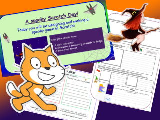 Year 5 – Spooky Scratch Day - Computing  Game - Halloween themed Powerpoint, planning & worksheets