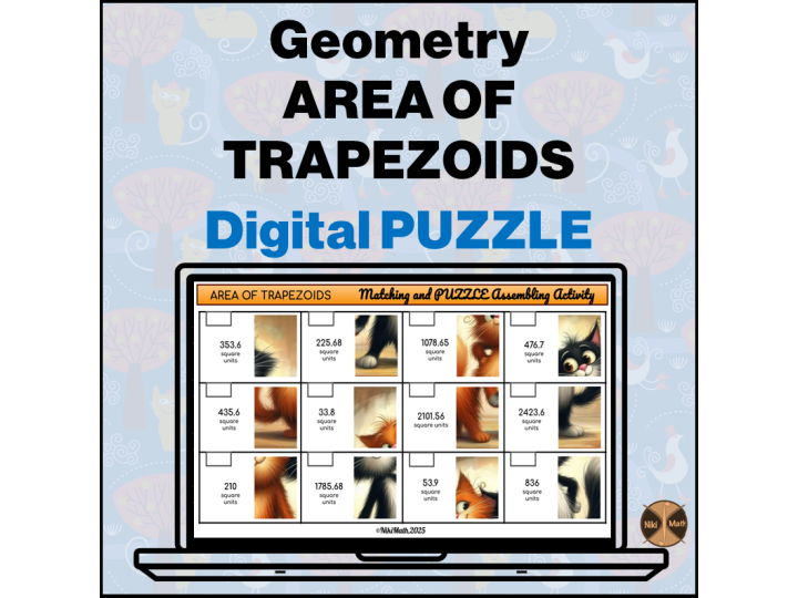 Geometry Grades 5-7: Area of Trapezoid - Digital Puzzle (Challenging!)