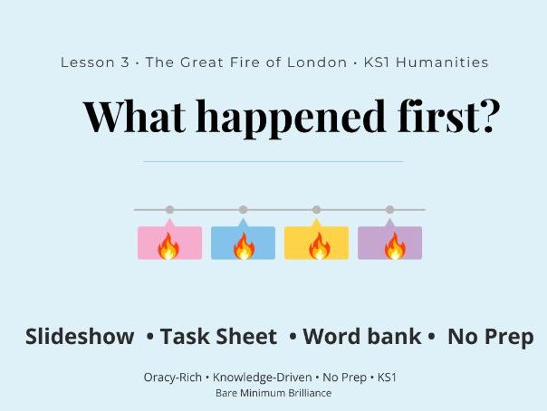 The Great Fire of London Lesson 3 | KS1 History | Timeline & Chronology | No Prep
