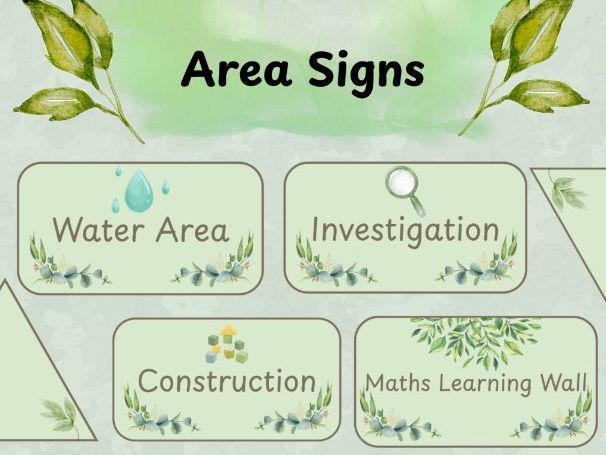 Neutral Classroom Area Signs for EYFS