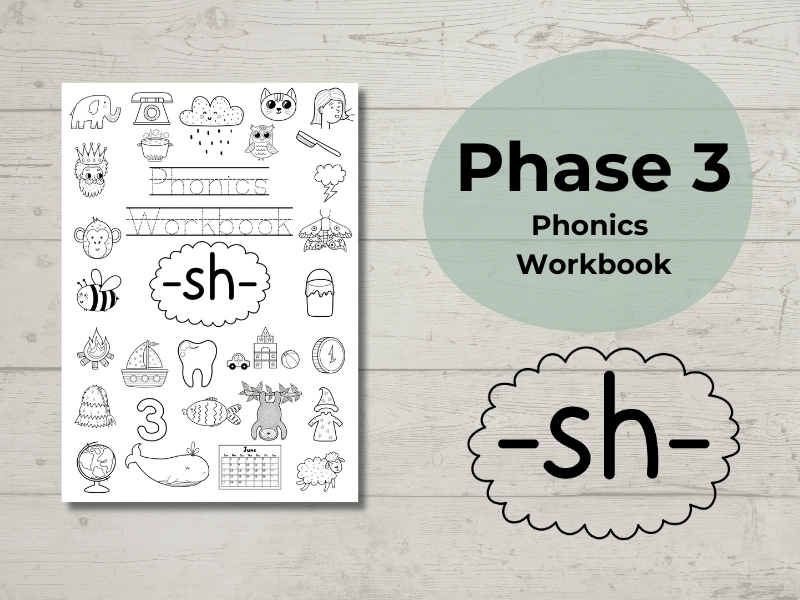 Phase 3 Phonics workbook sh sound