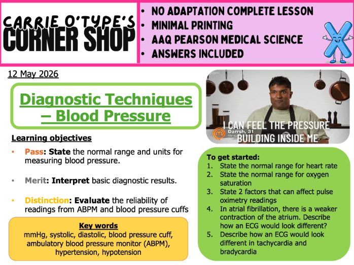 Diagnostic Techniques - Blood Pressure - AAQ Pearson Medical Science
