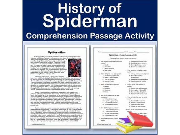 History of Spiderman | Reading Comp Passage & Activity | Editable