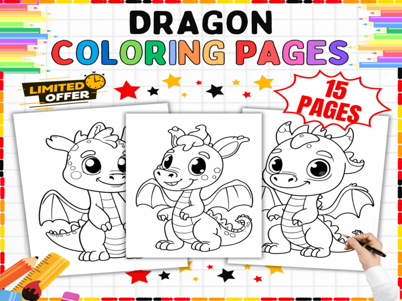 Dragon Colouring Pages | 15 Cute Baby Dragons - Fantasy Art Activities for Kids