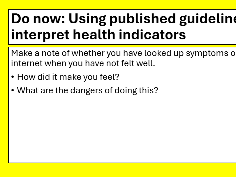 BTEC TECH AWARD Component 3 Health and Wellbeing Health & Social Care LOB LESSON5