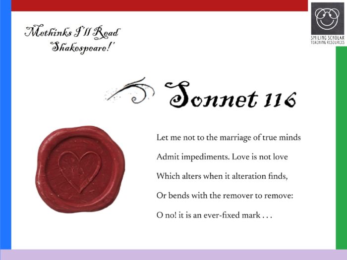 Methinks I'll Read Shakespeare: Sonnet 116