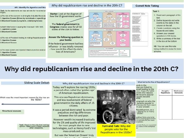 A level Edexcel American Dream - Rise and Decline of Republicanism 1920s