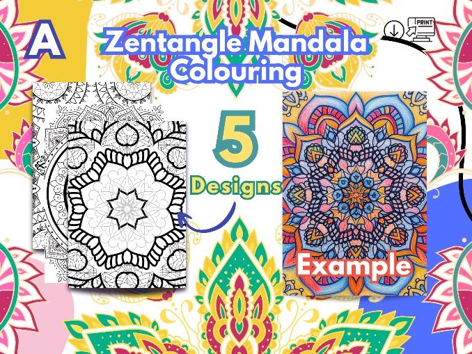 Zentangle Mandala Colouring- Pack A