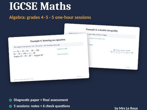 IGCSE mock revision: Algebra grades 4–5 (Edexcel 4MA1)