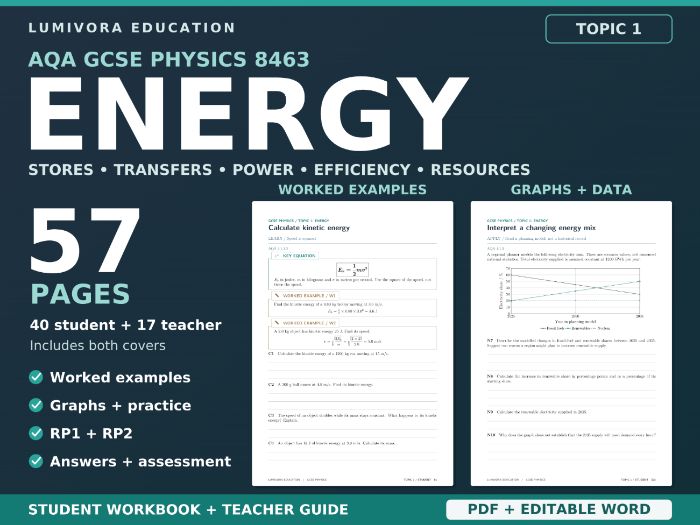 AQA GCSE Physics Energy Workbook - Topic 1 Revision & Answers