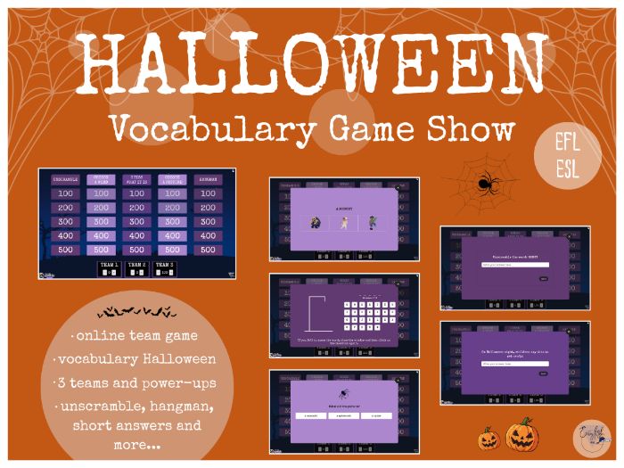 Halloween Vocabulary Game Show (EFL/ESL) - online team game