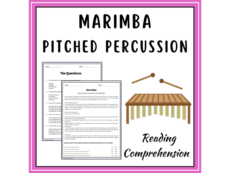 Pitched Percussion Reading Comprehension Passages & Questions ...