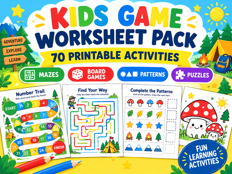 Kids Game Worksheet Pack