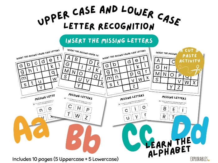 Upper Case Lower Case Recognition Matching Letters Of The Alphabet Insert Missing Letters Uppercase