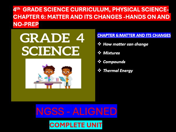 Grade 4 Science Curriculum Physical Science -MATTER AND ITS CHANGES | NGSS