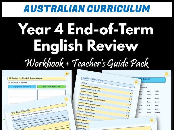 Year 4 End-of-Term English Review Pack | Australian Curriculum