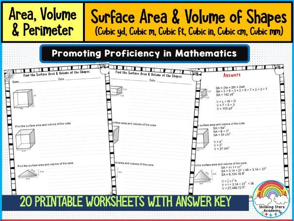 Find the Surface Area and Volume of Shapes – Worksheets & Practice Activities