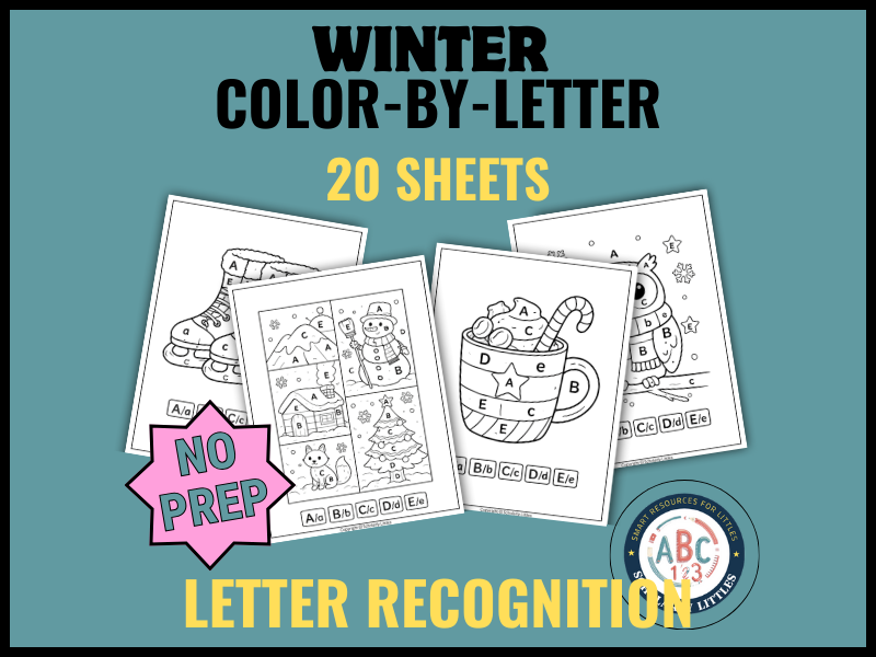 Winter Color by Letter Worksheets | ABCDE