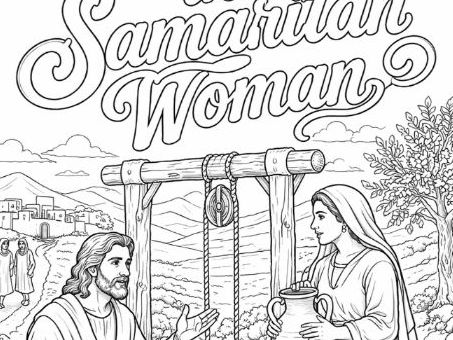 The Samaritan Woman Colouring Page - Jesus Bible Story