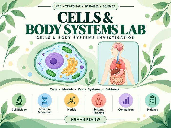 Cells & Body Systems Lab KS3 Years 7–9 70 Pages Biology Worksheets & Answer Key