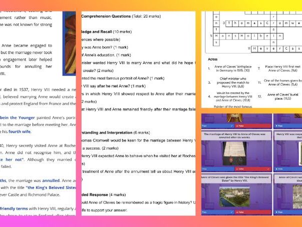 KS2/KS3 The Tudors - Six Wives of Henry VIII Lesson Pack: Anne of Cleves