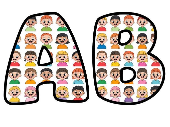 Kids Faces Alphabet Letters | Classroom Display, A-Z 0-9 and Signs