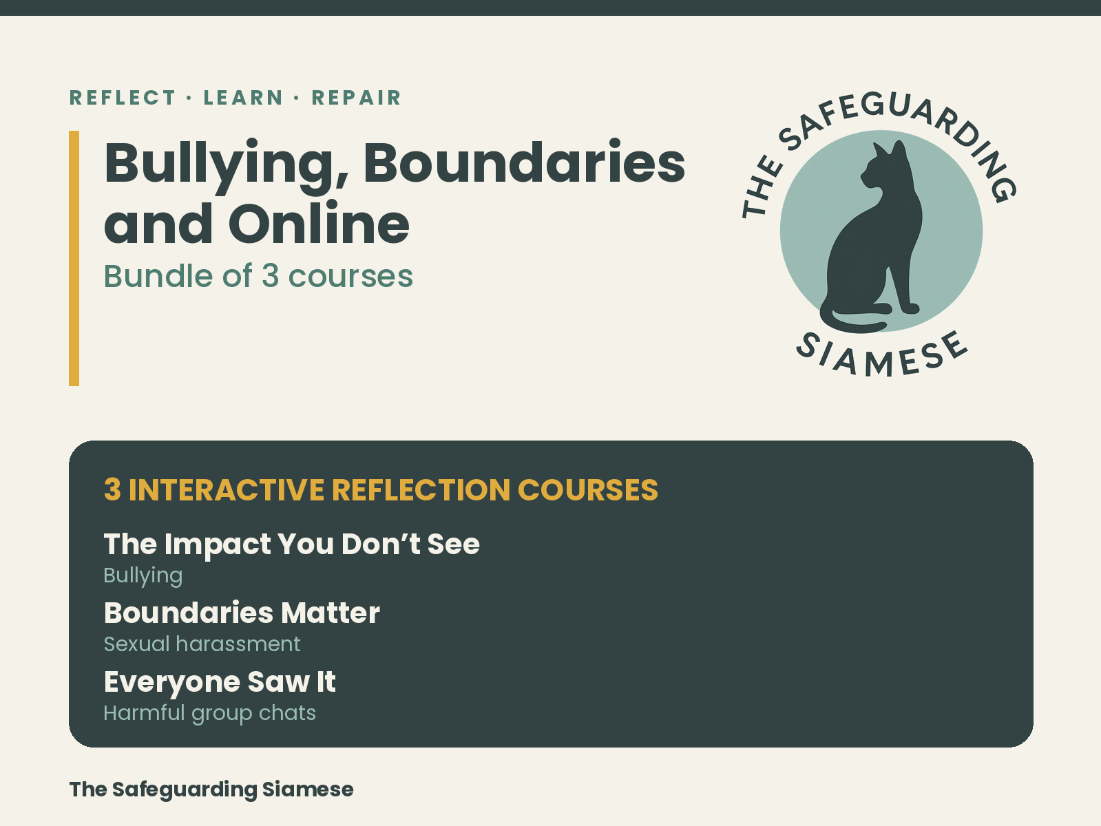 Bullying, Sexual Harassment and Group Chats Reflection Interventions Bundle | Reflect, Learn, Repair