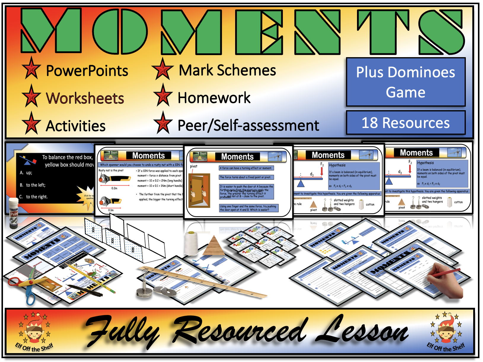 Moments or Turning Forces  Explained  Fully Resourced Lesson Plus Dominoes Game KS3
