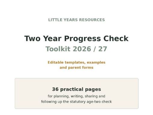 EYFS Two Year Progress Check Toolkit 2026/27