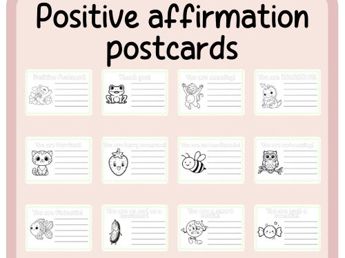Positive affirmation postcards- valentines writing- continuous provision