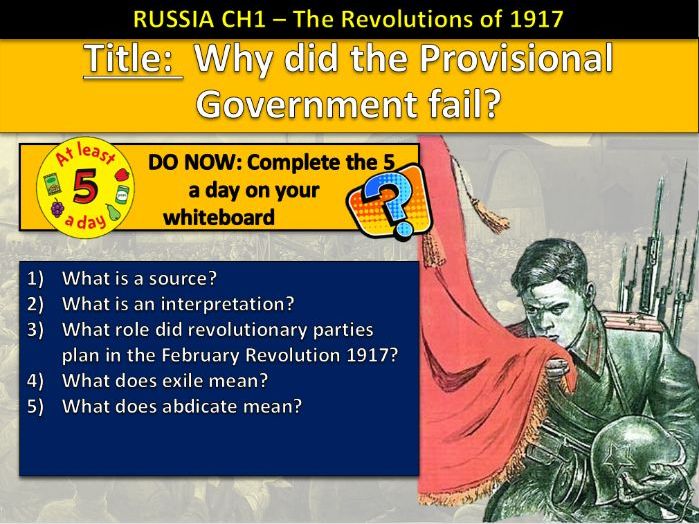 Edexcel GCSE History 9–1: Russia 1917–41 – Lesson 6 Teaching Resource | The Provisional Government