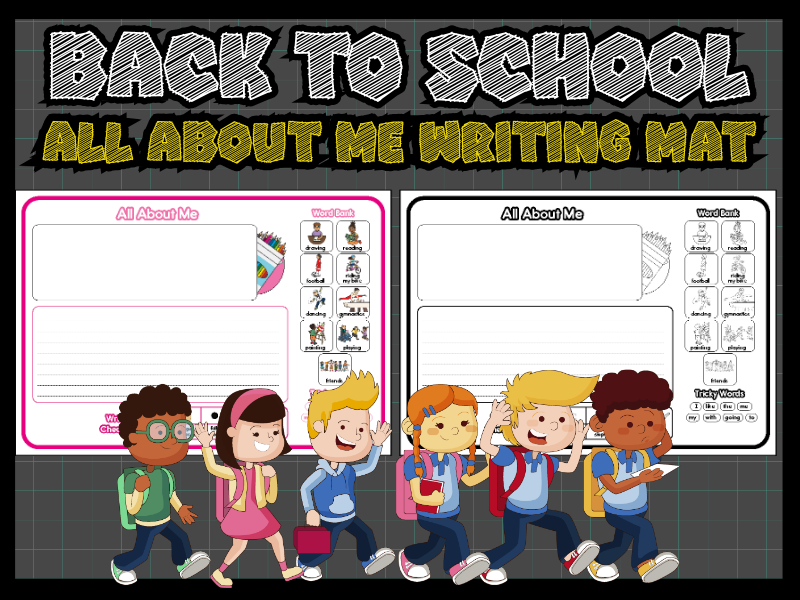 All About Me Writing Activity with Word Bank & Checklist - Back to School