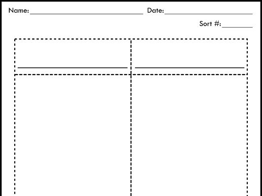 Blank Word Sort Templates - Printable